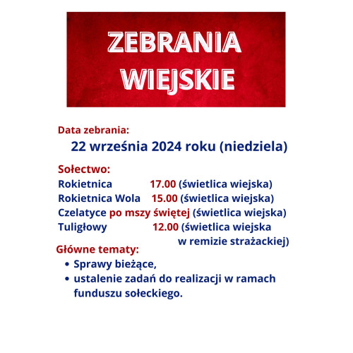 Terminy zebrań wiejskich w Gminie Rokietnica